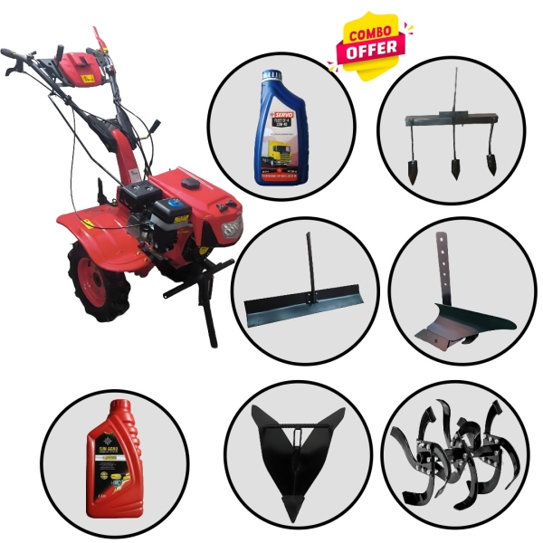 Power-Tiller-Complete-Combo-Kit--Leveller-+-3-Tyne-Cultivator-+-Mini-Ridger-+-Single-Side-Plough-+-Dry-Land-Blade-(40-Pcs)-+-Engine-Oil-(1-Litre)-+-Gear-Oil-(2-Litre)